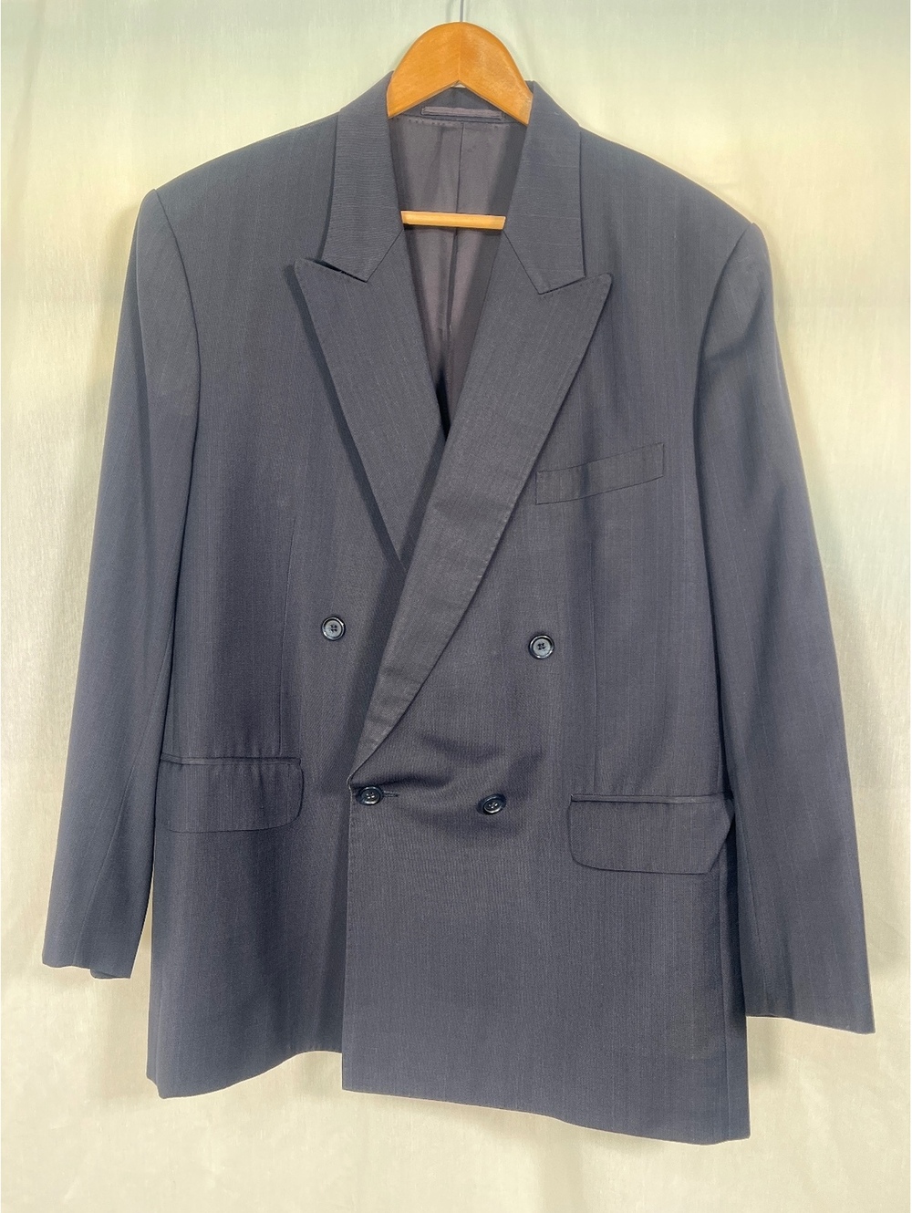 Huddersfield England Wool Cashmere Mink Double Breasted Blazer Men's 42S